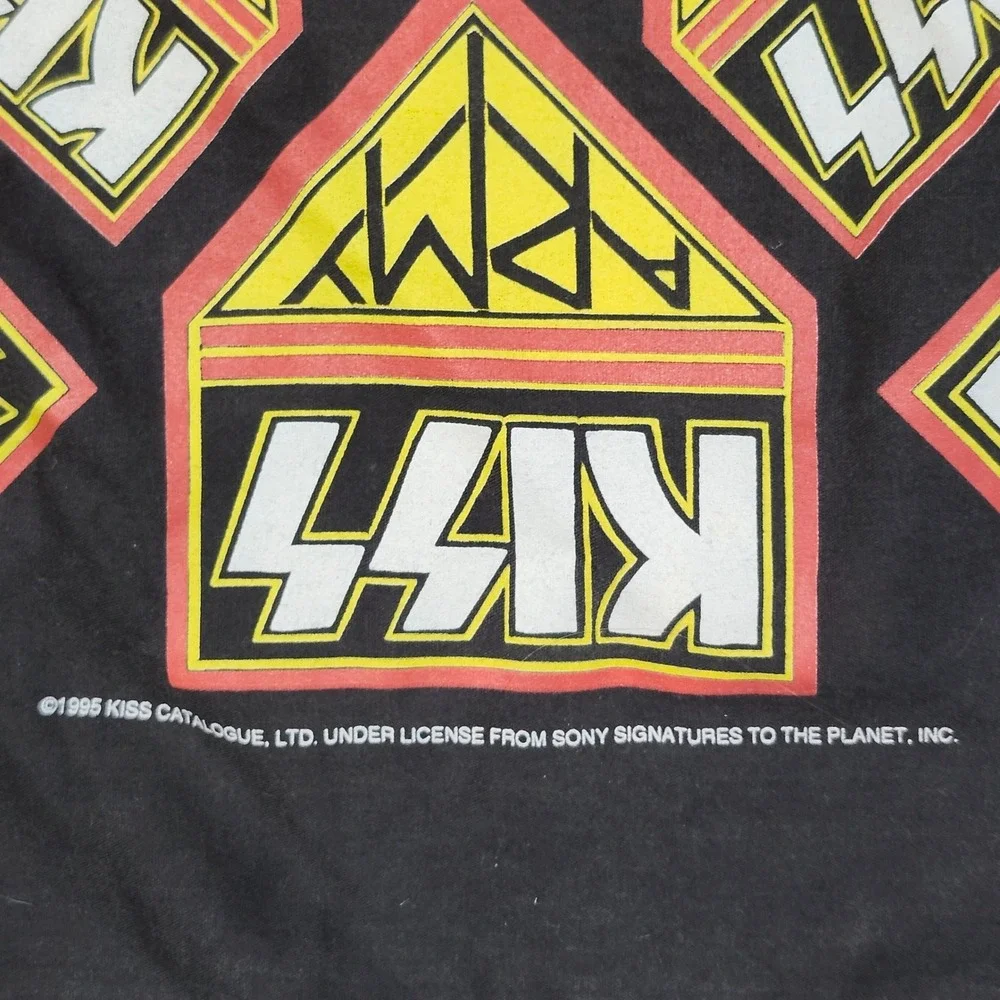 Vintage 1995 KISS Army Bandana Black Rock Band Logo Skull Print 20x19.5 Retro